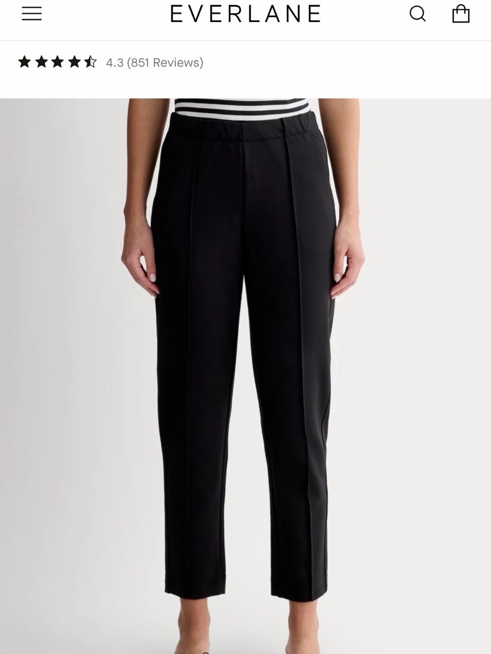 Everlane Black Tailored Stretch Dream Cropped Pants